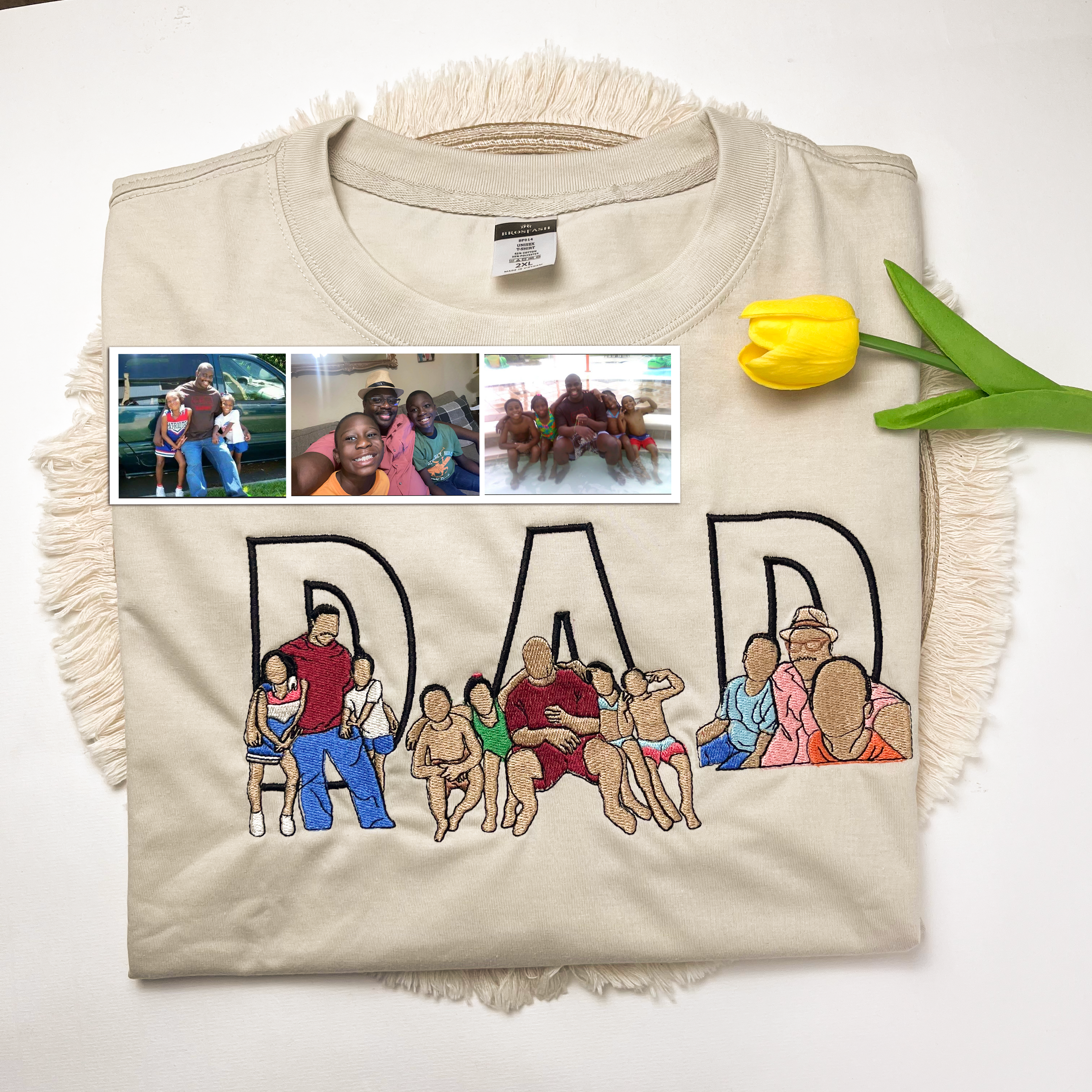 Custom Dad and Son Embroidered Photo Tshirt, Personalized Dad Tshirt, Fathers Day Shirt