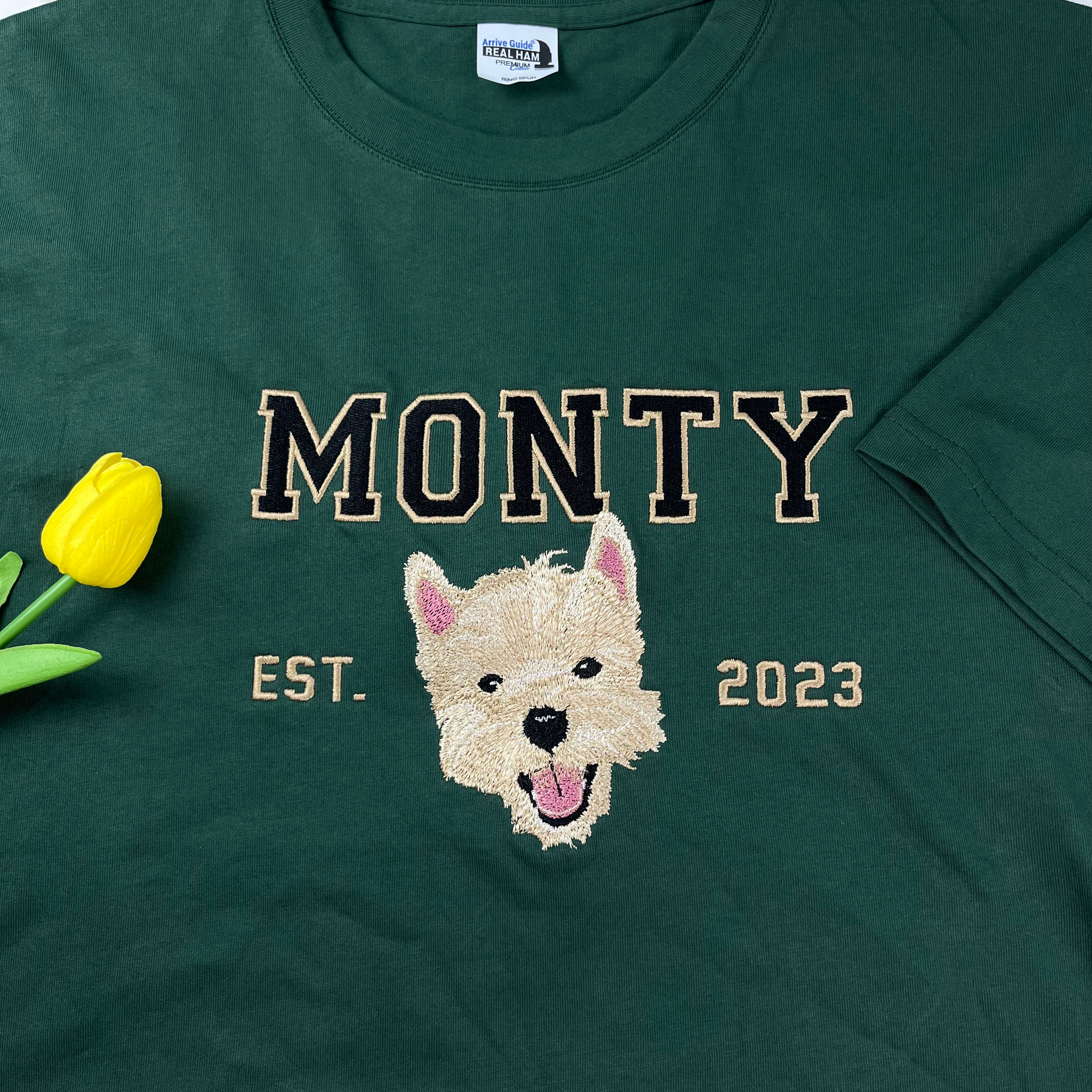 Custom Pet Embroidered Photo Tshirt, Personalized Dog Tshirt, Shirt for Dog Lovers