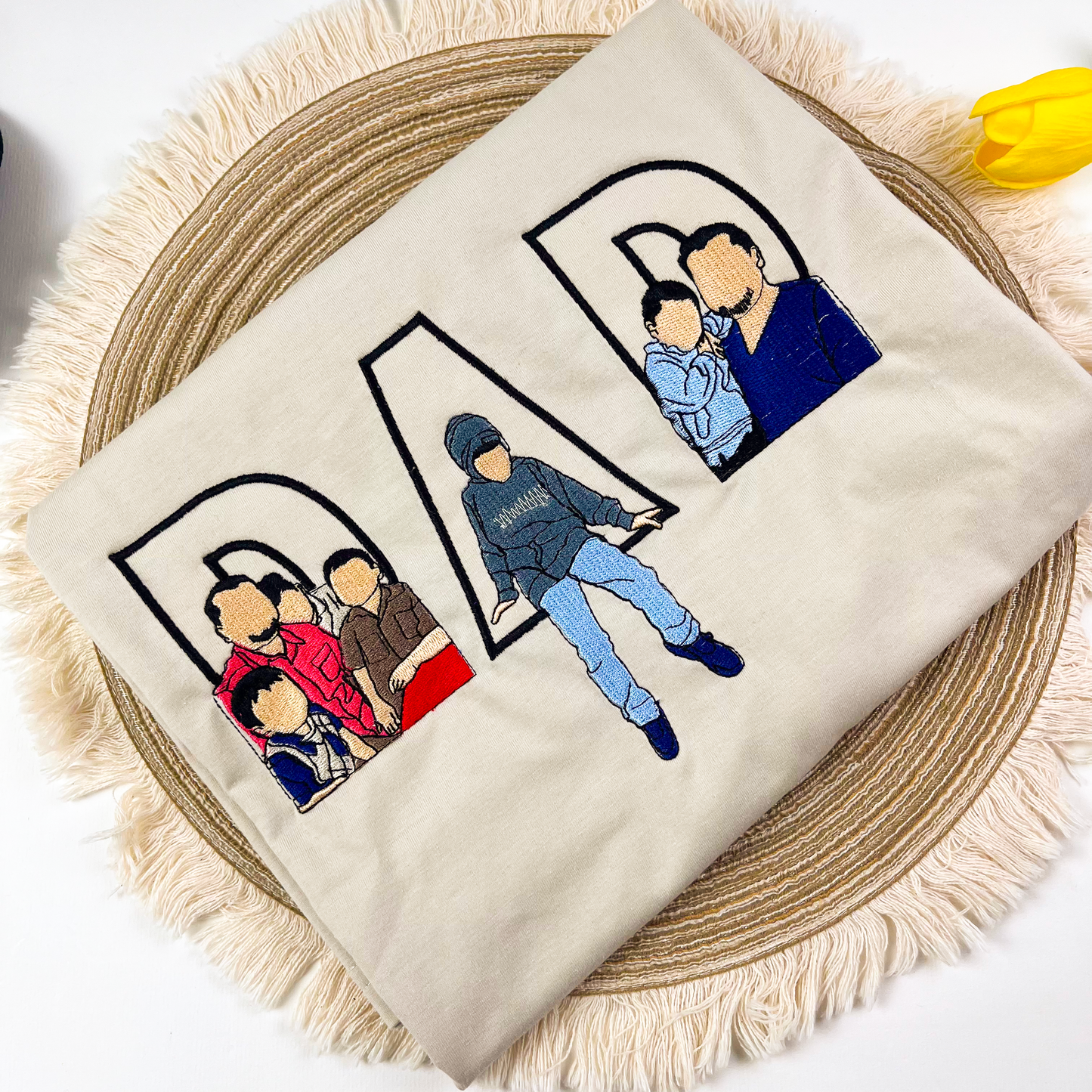 Custom Dad and Son Embroidered Photo Tshirt, Personalized Dad Tshirt, Fathers Day Shirt