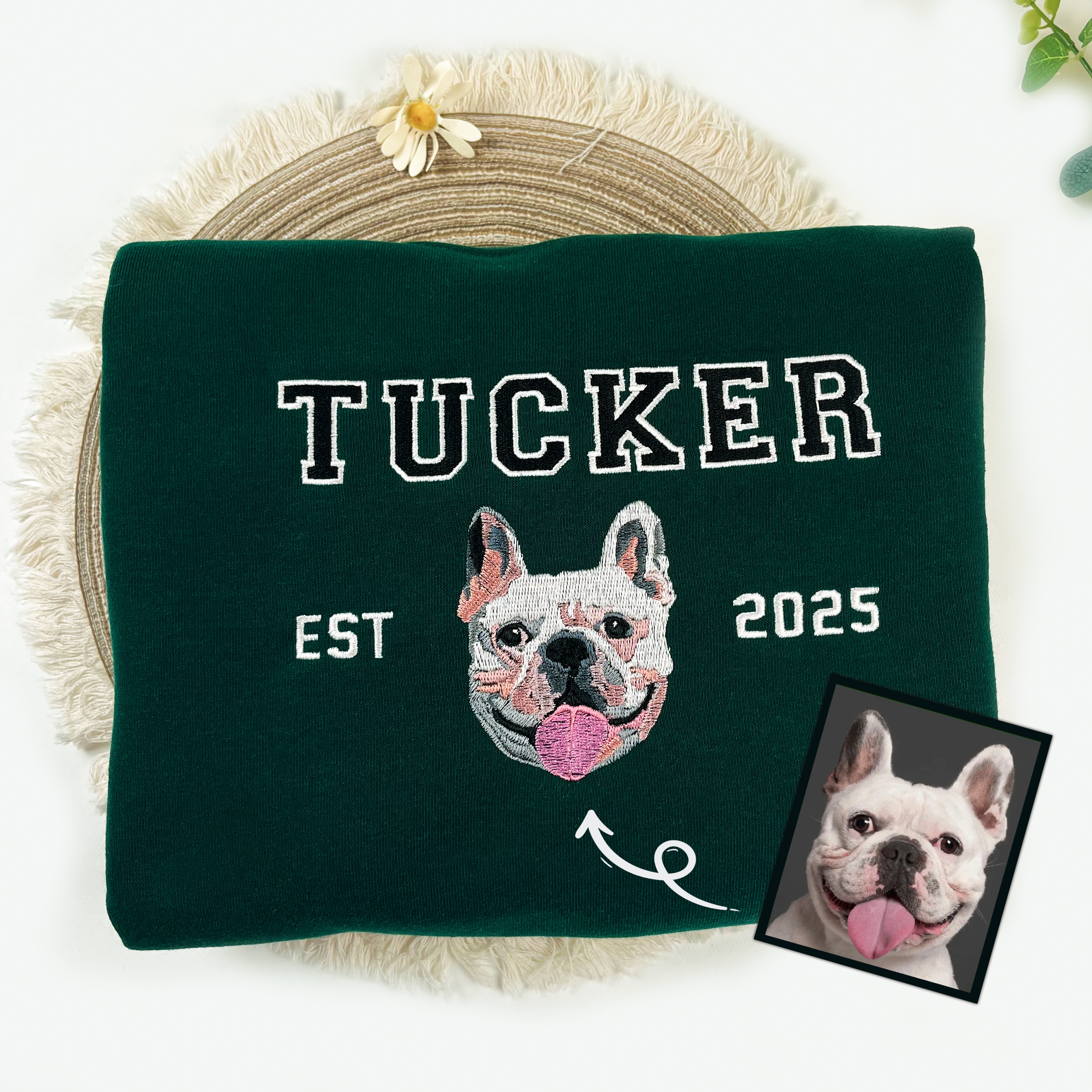 Custom Pet Embroidered Photo Tshirt, Personalized Dog Tshirt, Shirt for Dog Lovers