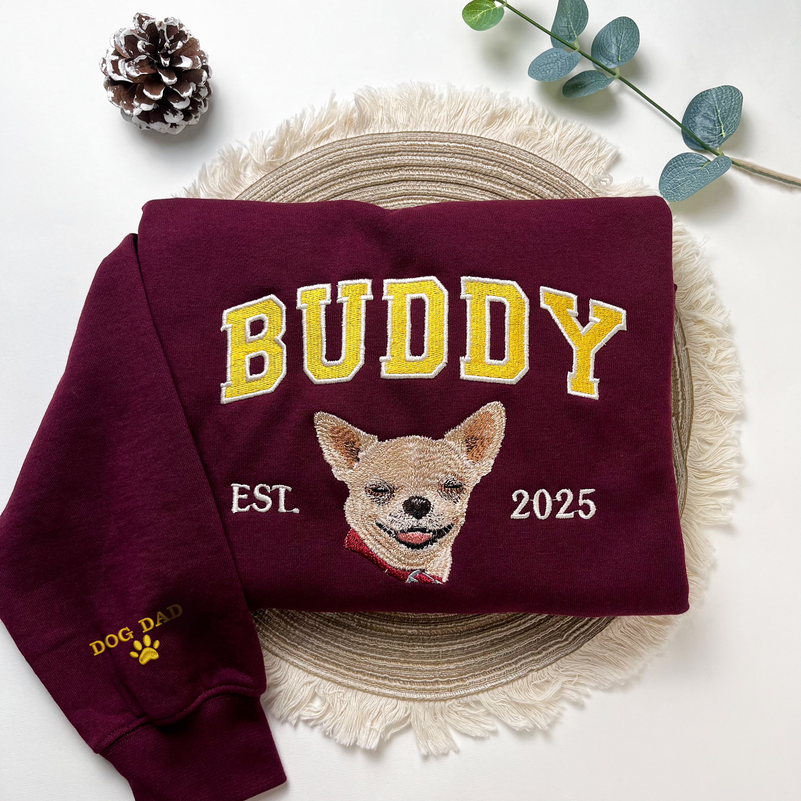 Custom Pet Embroidered Sweatshirt, Personalized Dog Swetshirt, Perfect Gift for Pet Lovers