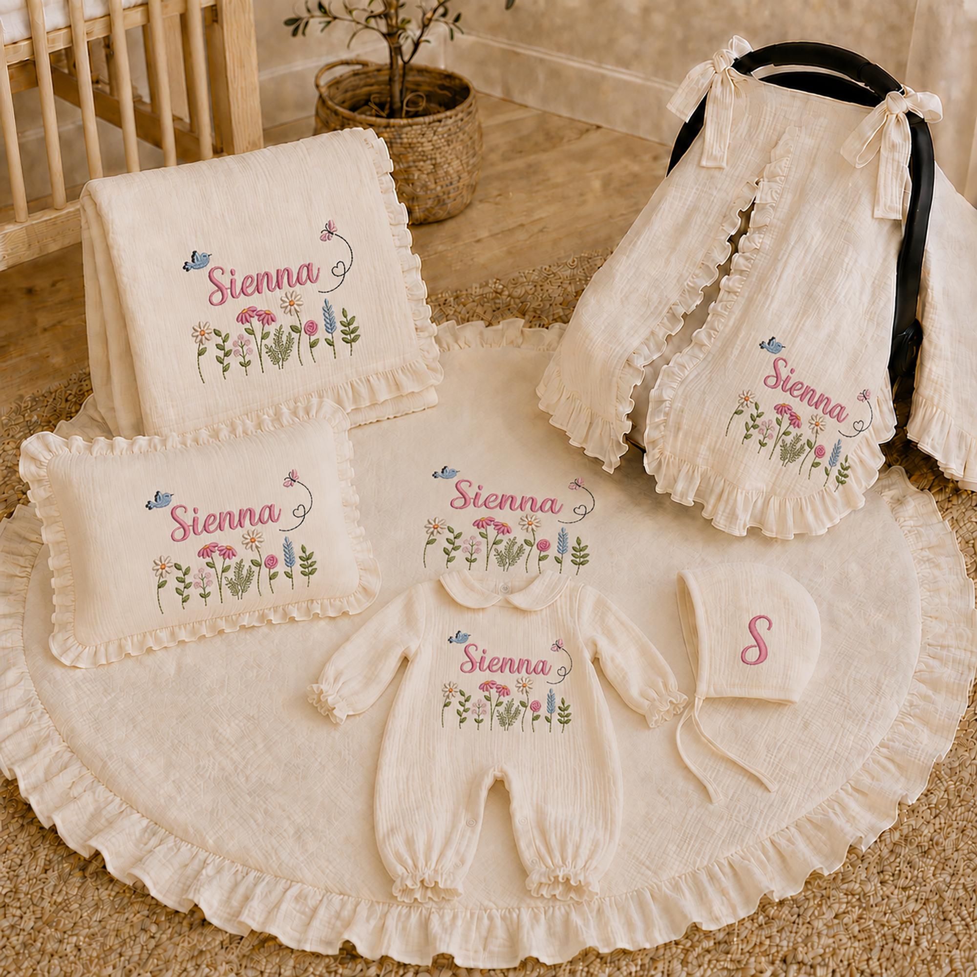 Personalized Baby Gift Set | Custom Embroidered Romper & Blanket