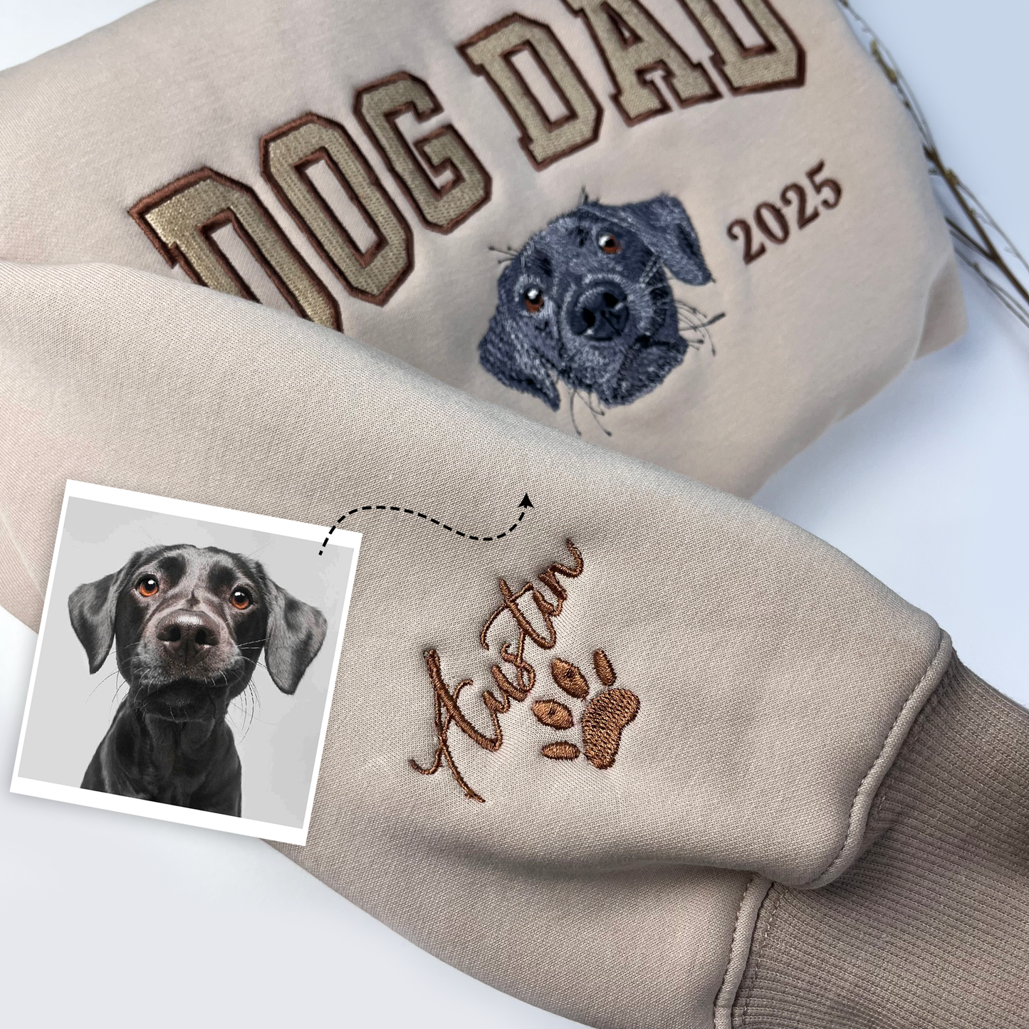 Customized Pet Embroidered Sweatshirt, Dog Dad Sweatshirt, Fathers Day Gift