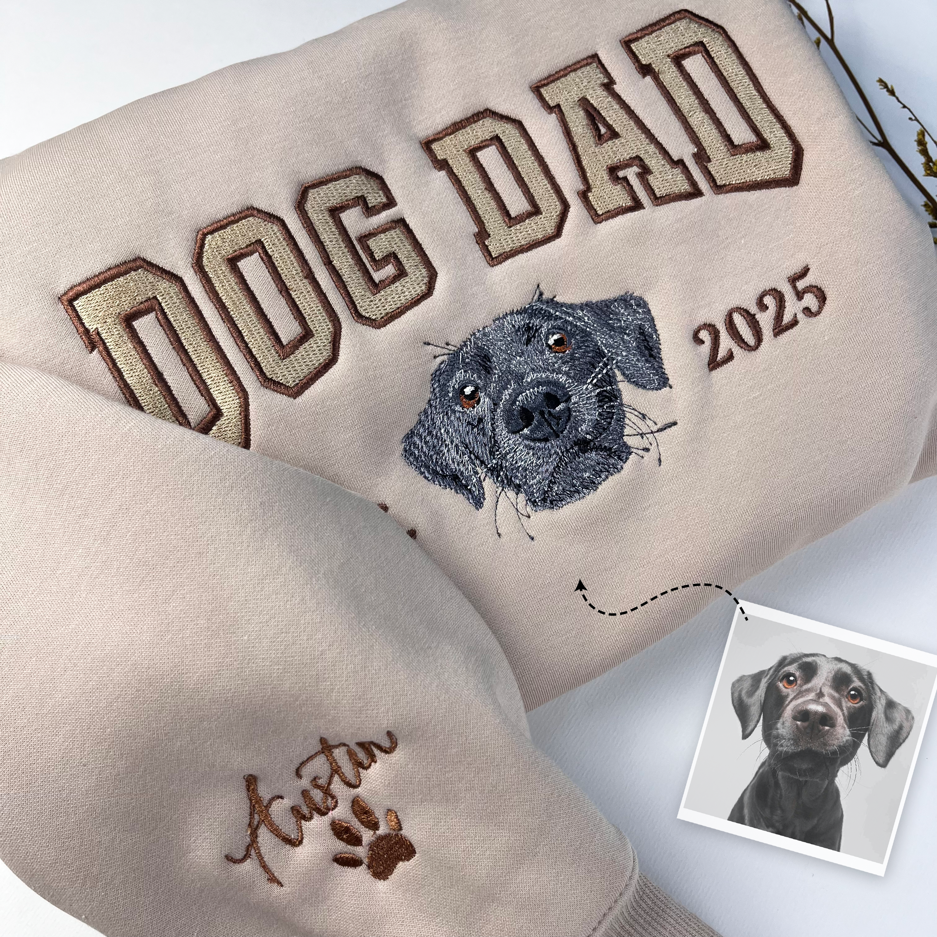 Customized Pet Embroidered Sweatshirt, Dog Dad Sweatshirt, Fathers Day Gift