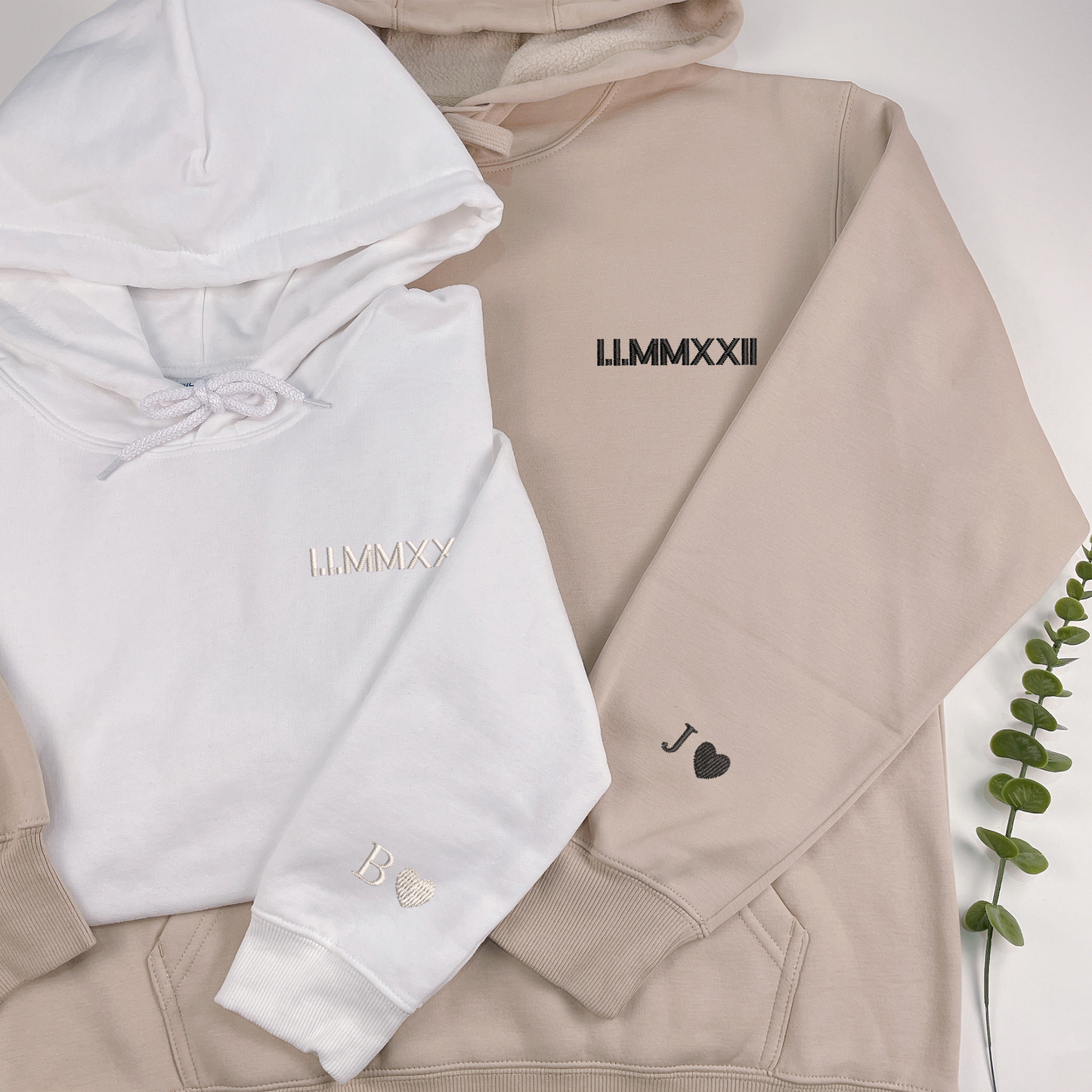 Personalized Embroidered Hoodie with Date in Roman Numerals, Couple Gift For Anniversary, Valentine