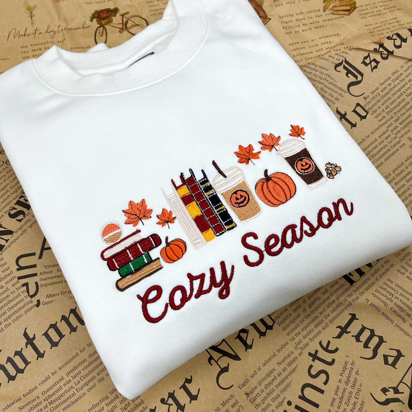 Cozy Season Embroidered Crewneck Sweatshirt, Halloween Shirt, Gift for Her