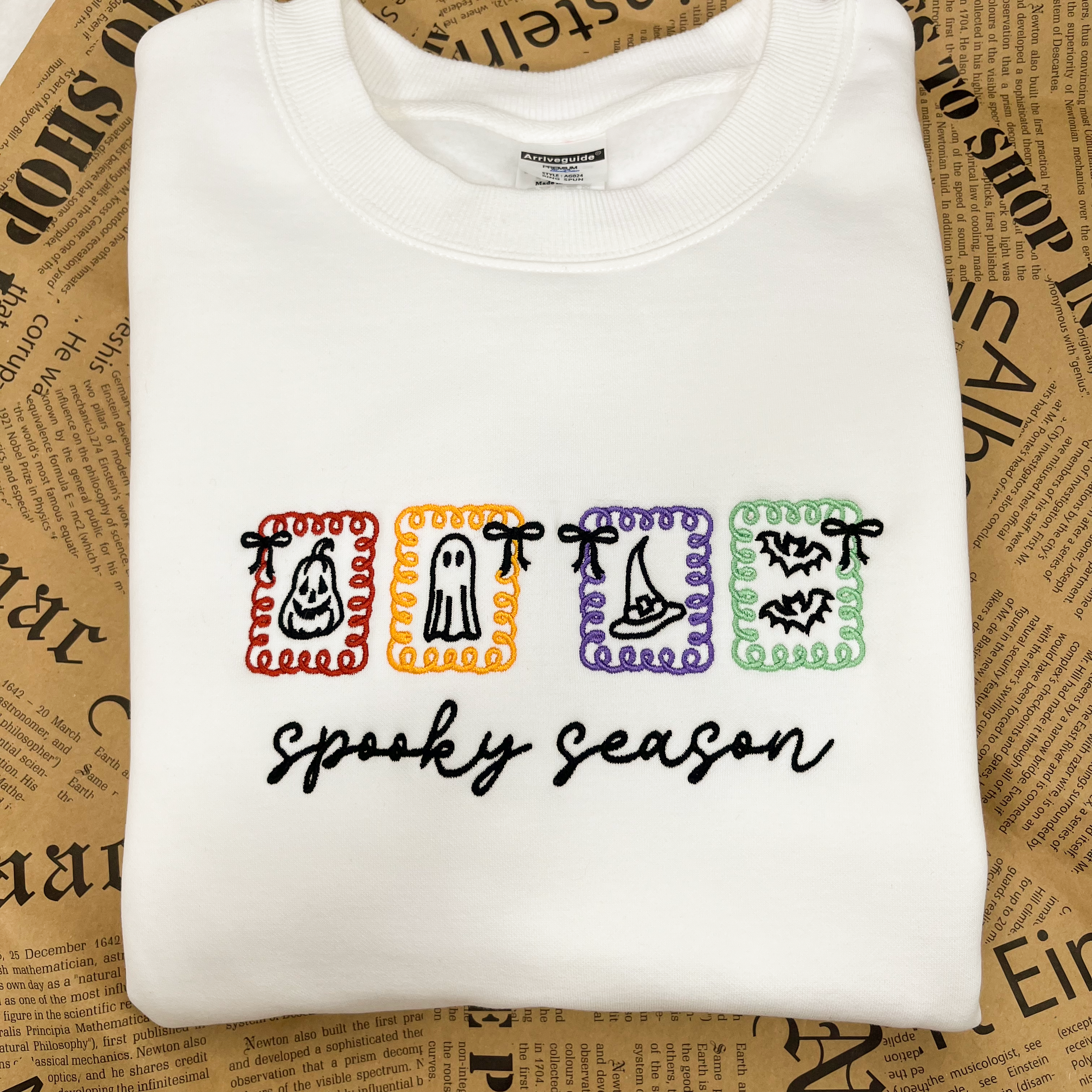 Spooky Season Embroidered Crewneck Sweatshirt, Halloween Sweatshirt, Gift for Her