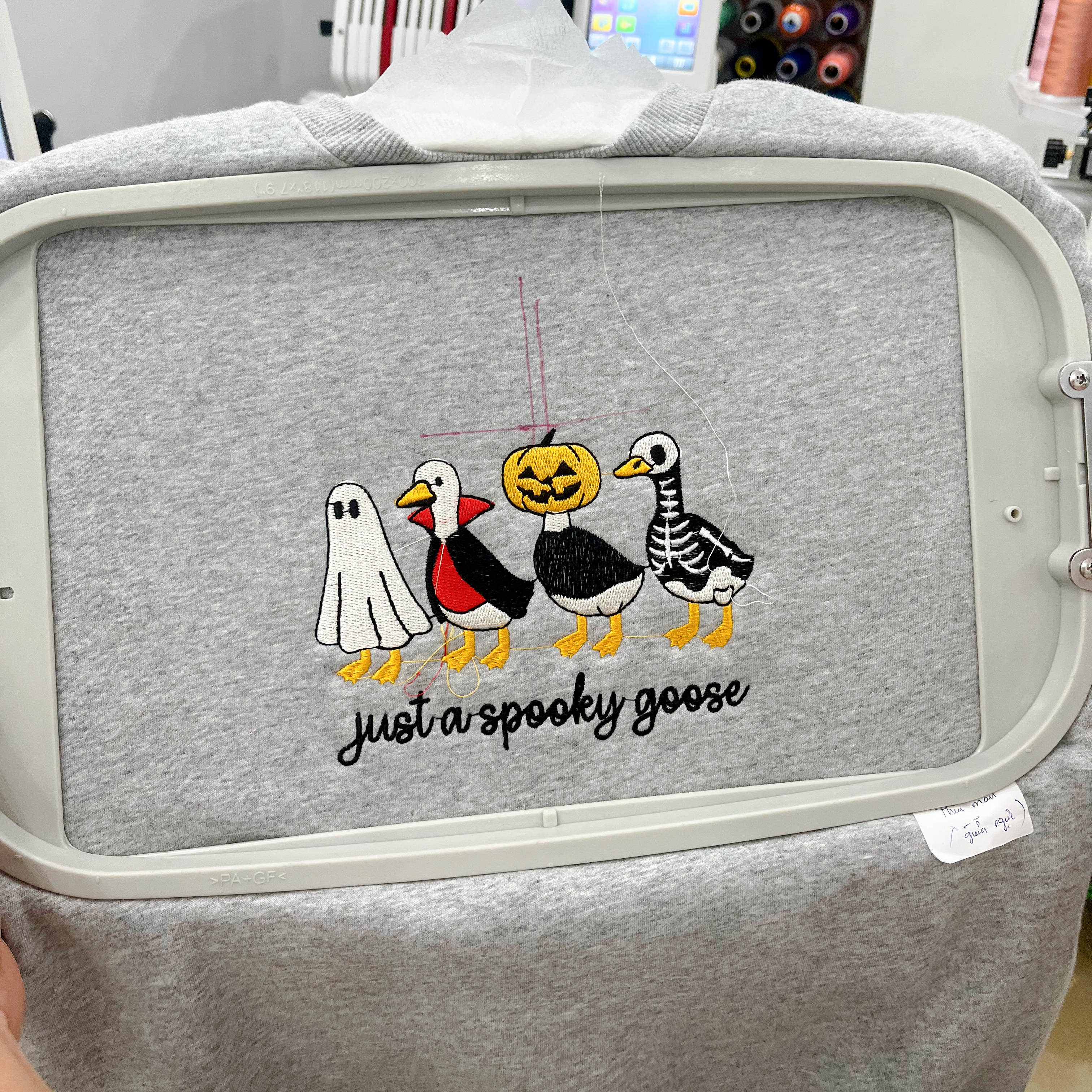 Just a Spooky Goose Embroidery Sweatshirt, Goose Halloween Sweatshirt, Funny Halloween Embroidery Shirt, Geese Fall Autumn