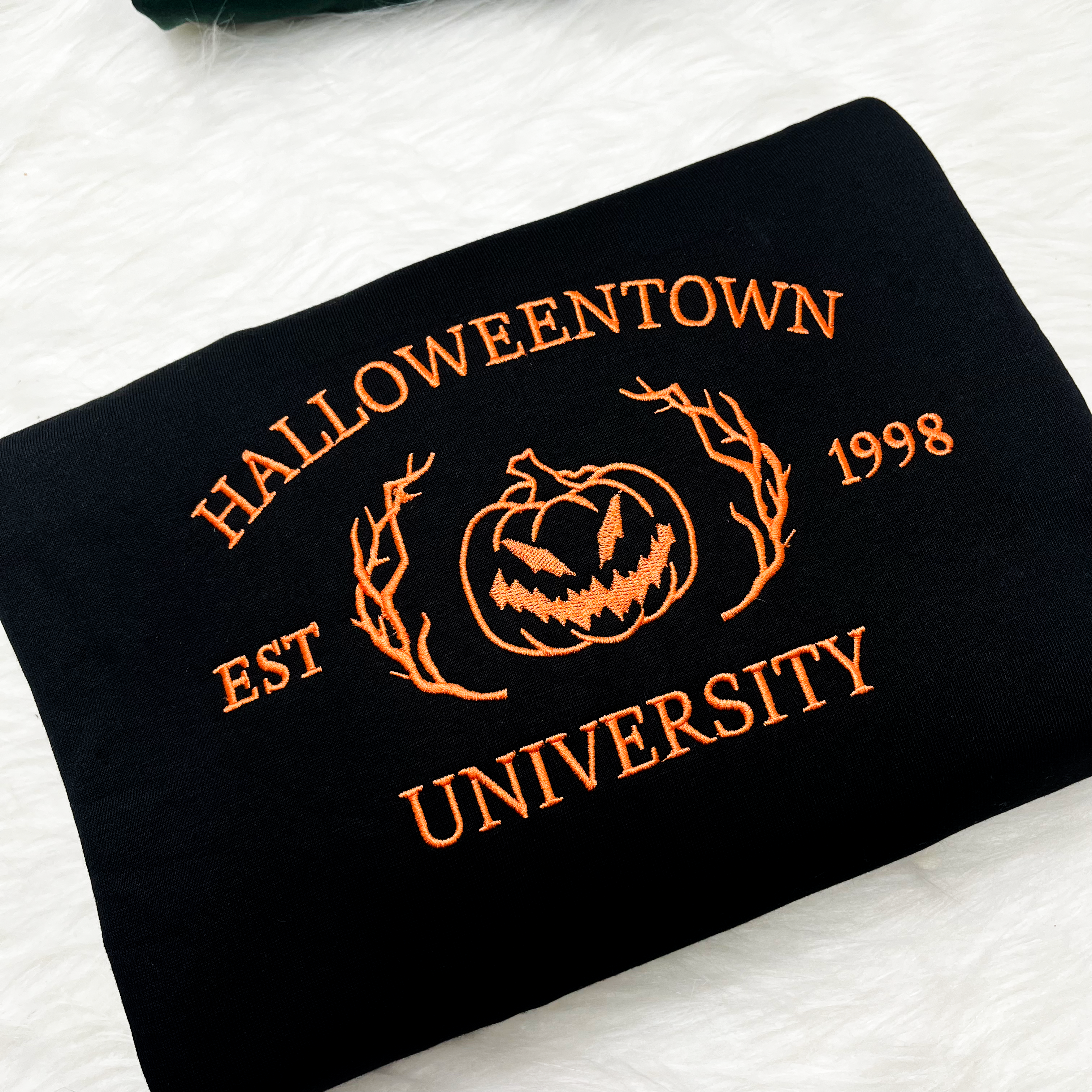 Halloweentown University Est. Embroidered Sweatshirt, Halloween Pumpkin Shirt, Spooky Season Shirt