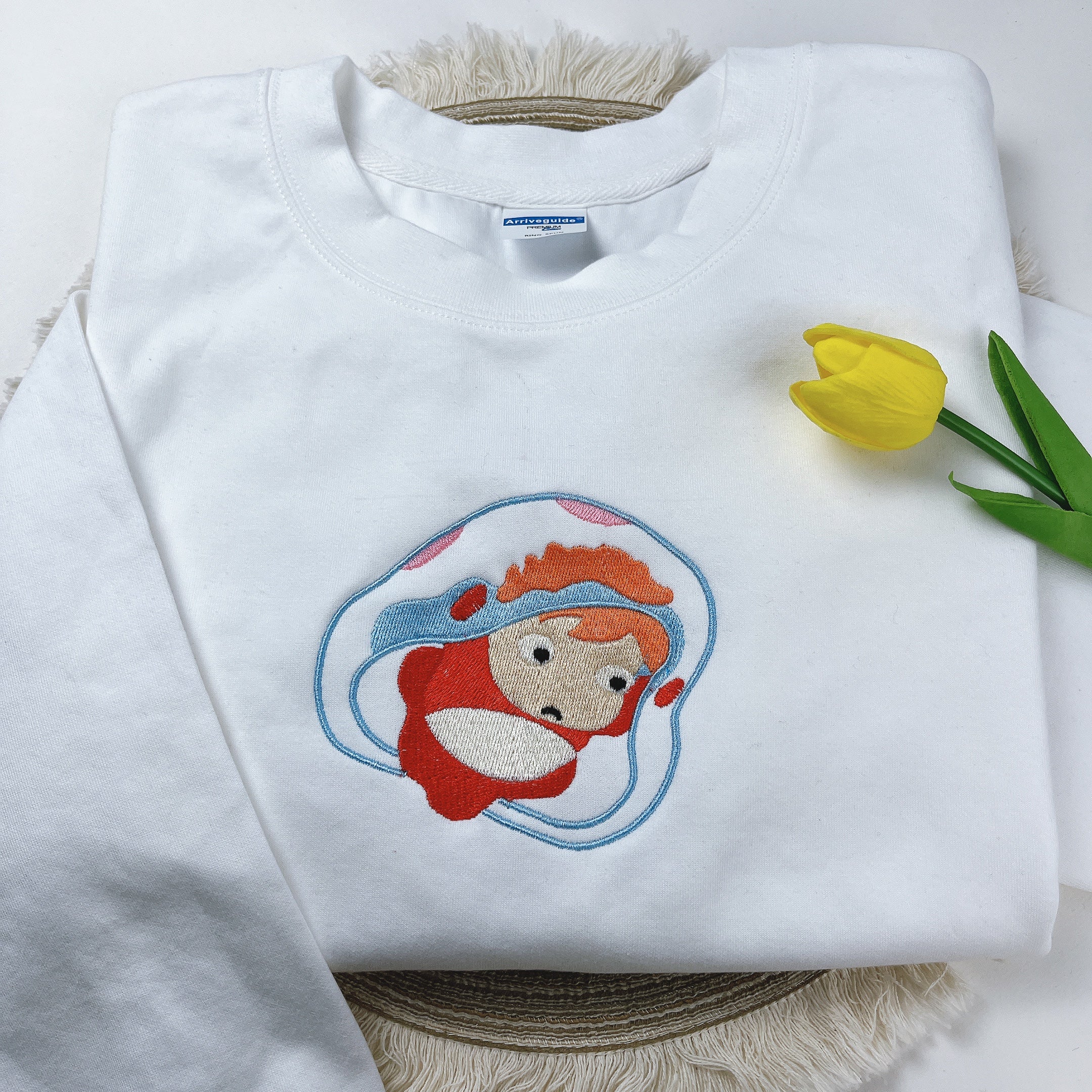 Anime Embroidered Crewneck Sweatshirt, Studio Ghibli Shirt, Gift for anime fans