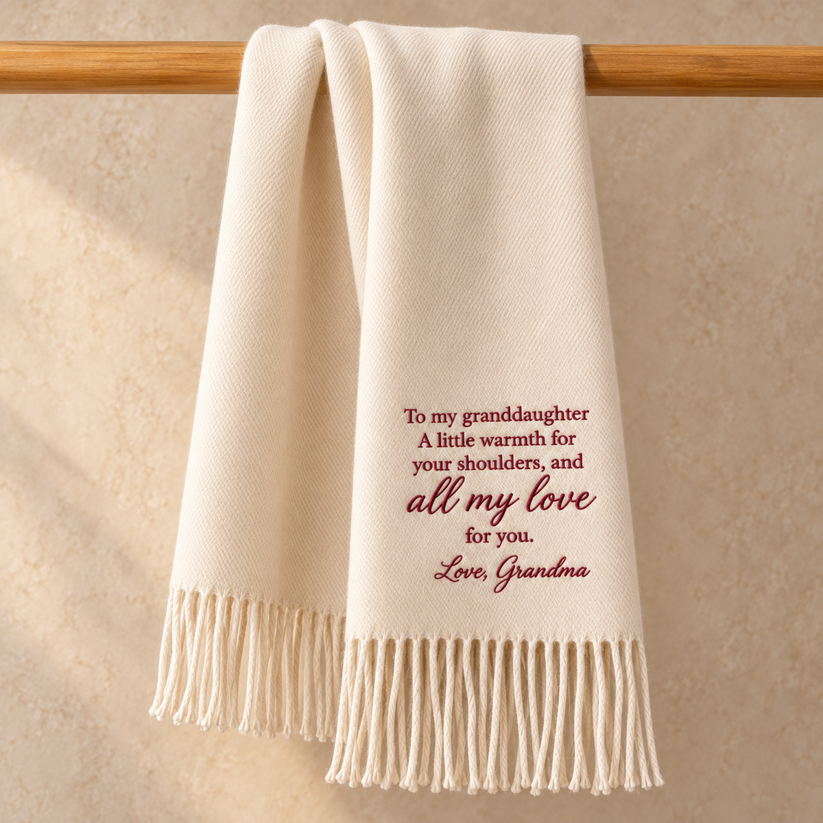 Fringe scarf hanging display