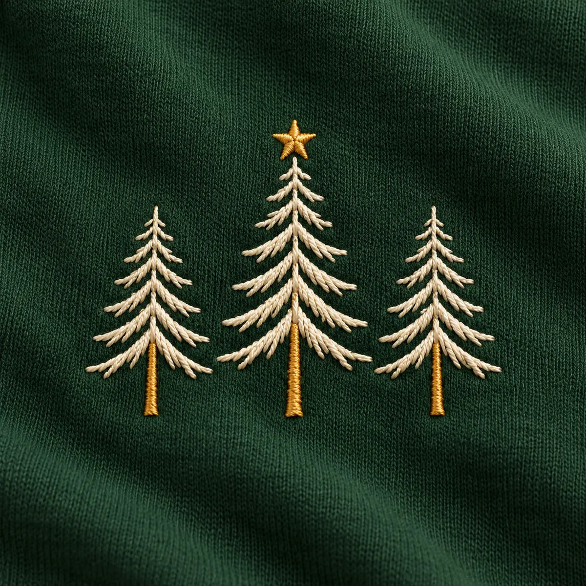 Three Christmas Trees Embroidered Sweatshirt, Hoodie & T-Shirt — Sweatshirt embroidery mockup