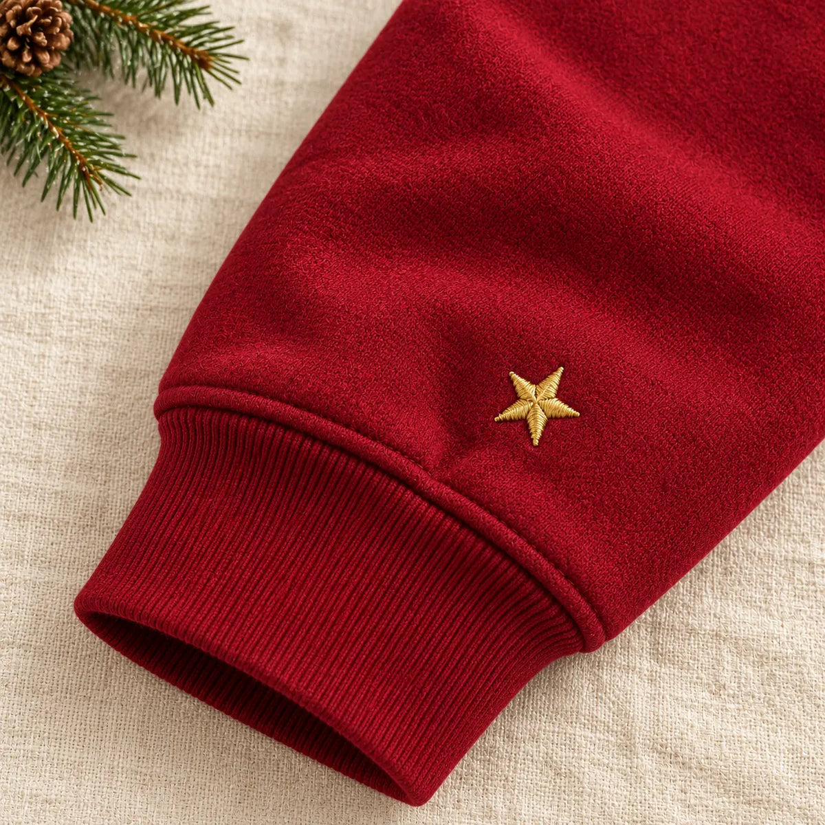 Three Christmas Trees Embroidered Sweatshirt, Hoodie & T-Shirt — Hoodie sleeve mockup