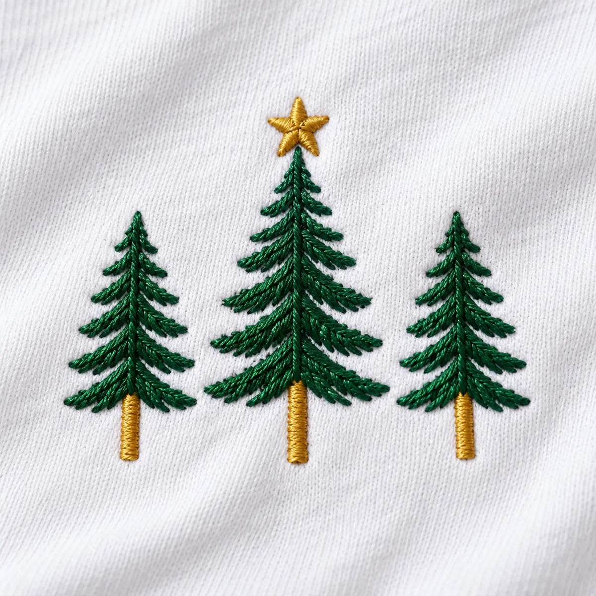 Three Christmas Trees Embroidered Sweatshirt, Hoodie & T-Shirt — T-shirt embroidery mockup