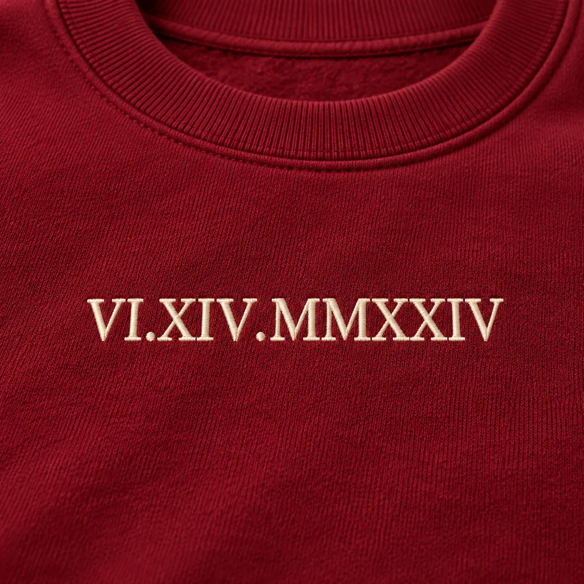 Personalized Roman Numeral Date Embroidered Sweatshirt, Hoodie & T-Shirt — Sweatshirt embroidery mockup