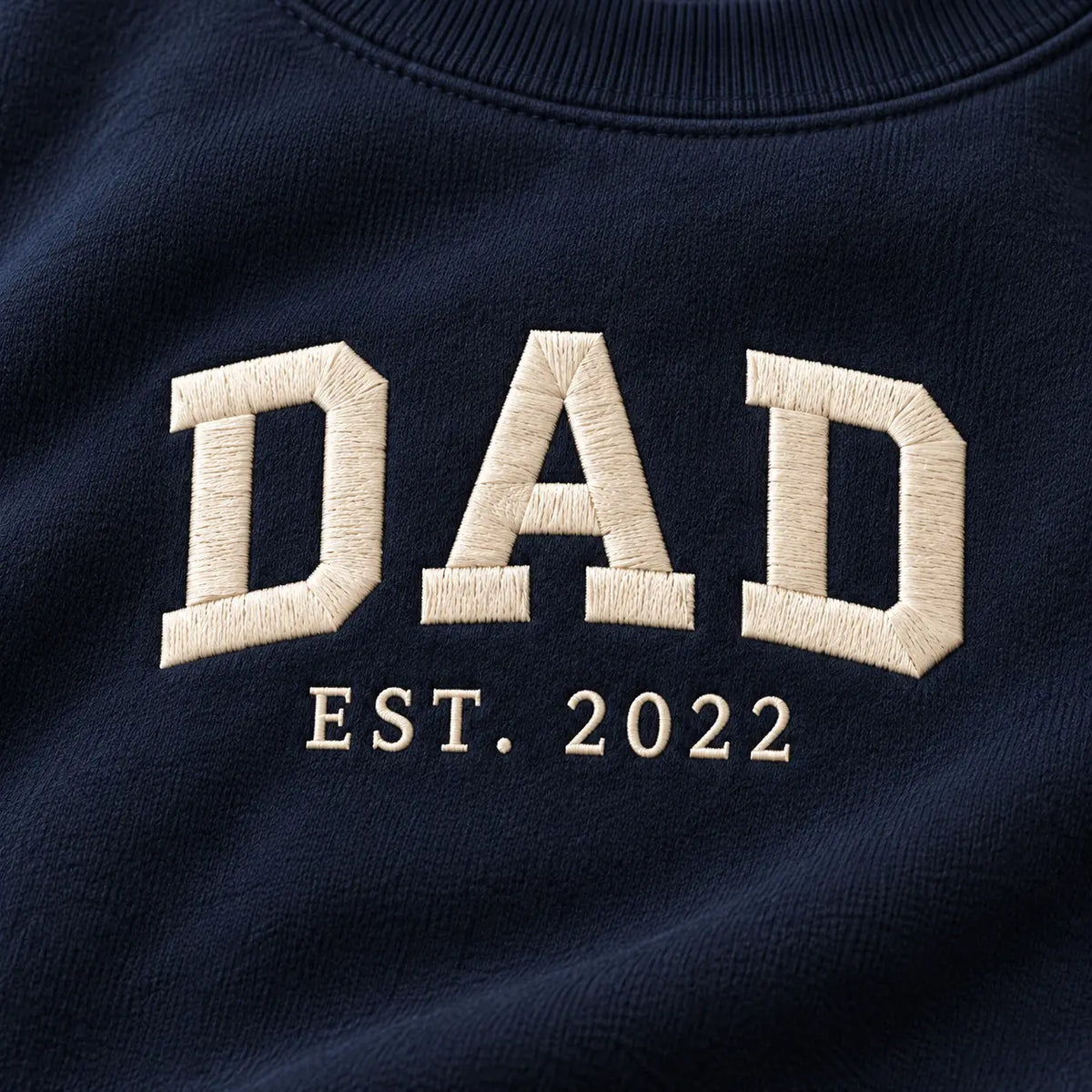 Personalized Varsity Dad Established Year Embroidered Sweatshirt, Hoodie & T-Shirt — Sweatshirt embroidery mockup