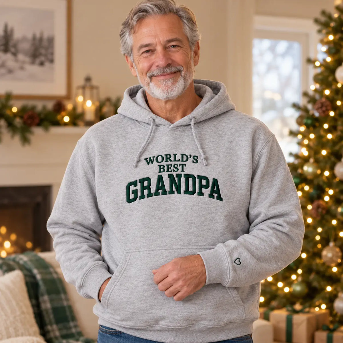 World’s Best Grandpa Embroidered Sweatshirt, Hoodie & T-Shirt — Hoodie lifestyle mockup