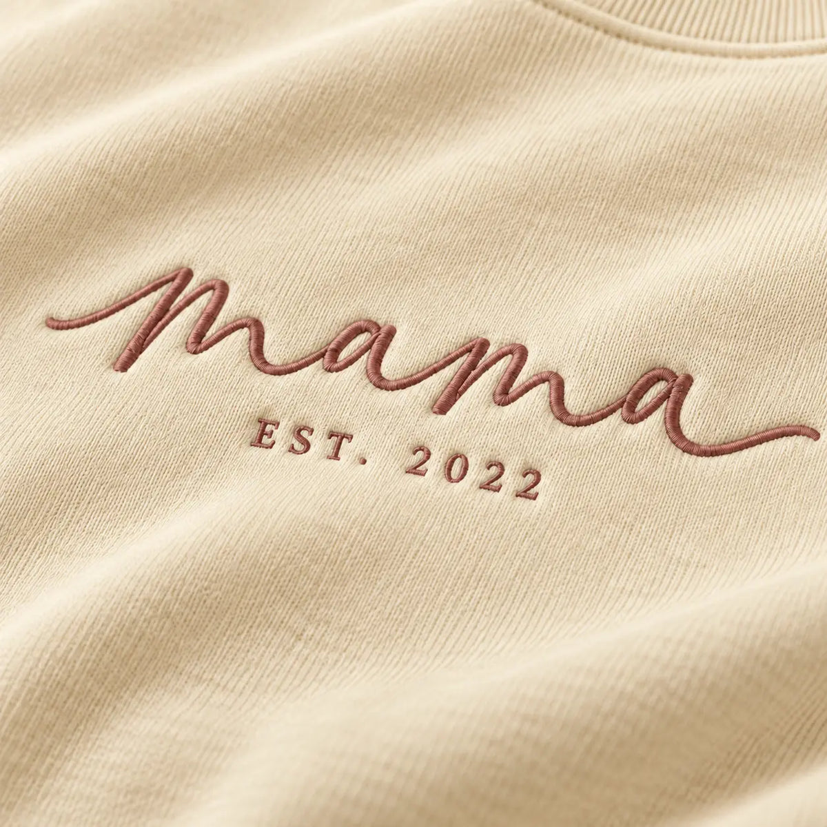Personalized Mama Established Year Embroidered Sweatshirt, Hoodie & T-Shirt — Sweatshirt embroidery mockup