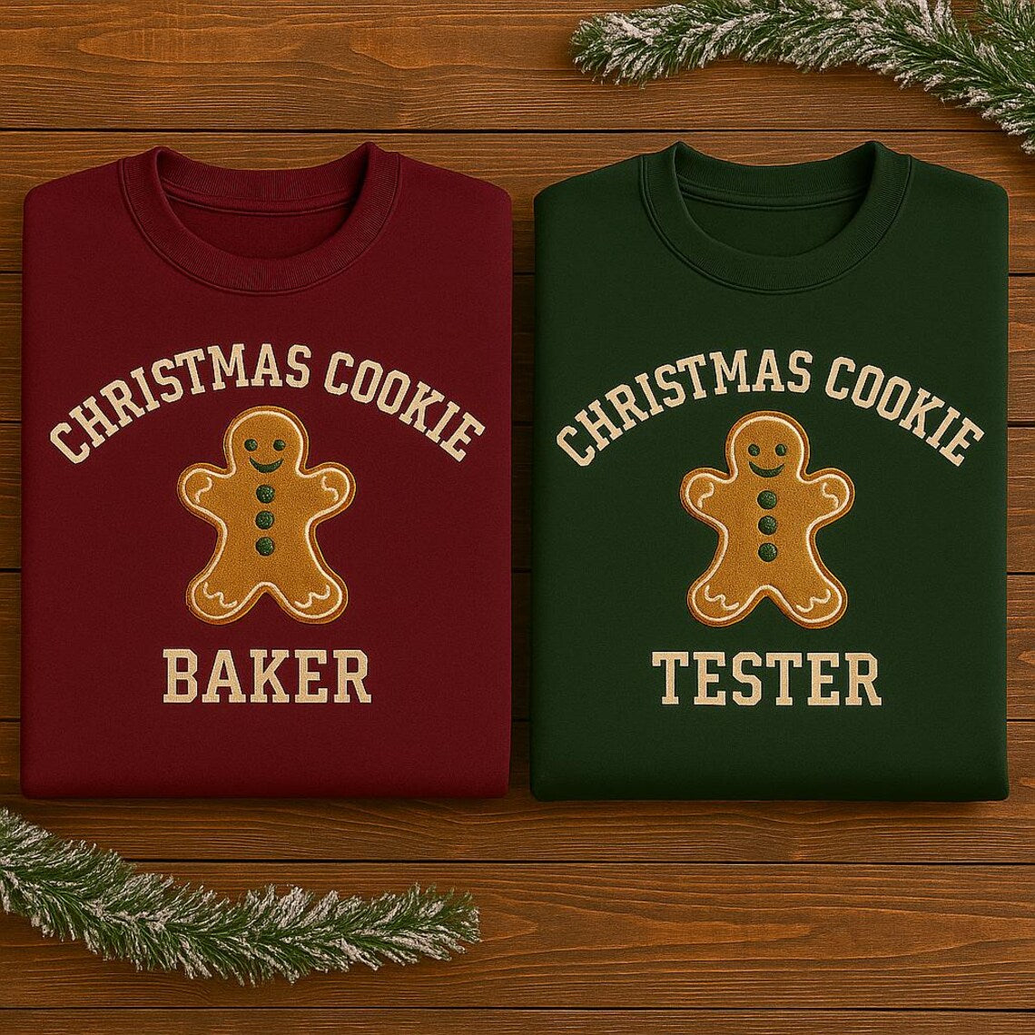 Embroidered Gingerbread Christmas Cookie Baker or Tester Crewneck Sweatshirt