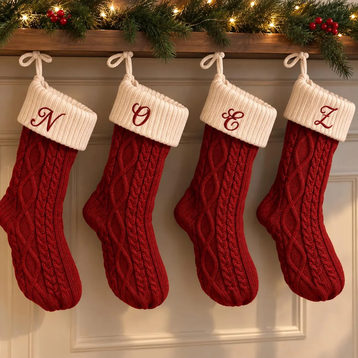 Personalized Initial Christmas Stocking – Custom Embroidered Letter, 6 Fonts
