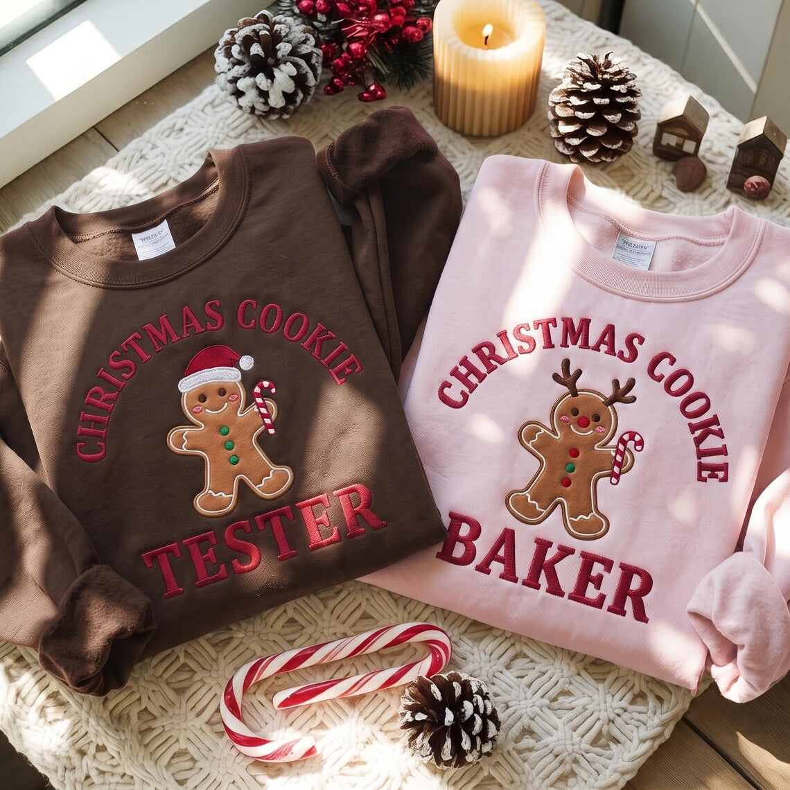 Embroidered Gingerbread Christmas Cookie Baker or Tester Crewneck Sweatshirt