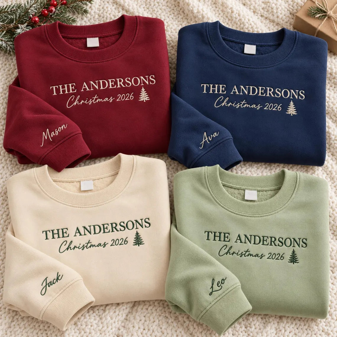The Andersons Christmas 2026, Family Embroidered Christmas Sweatshirts