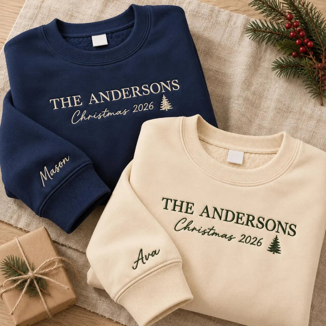 The Andersons Christmas 2026, Family Embroidered Christmas Sweatshirts