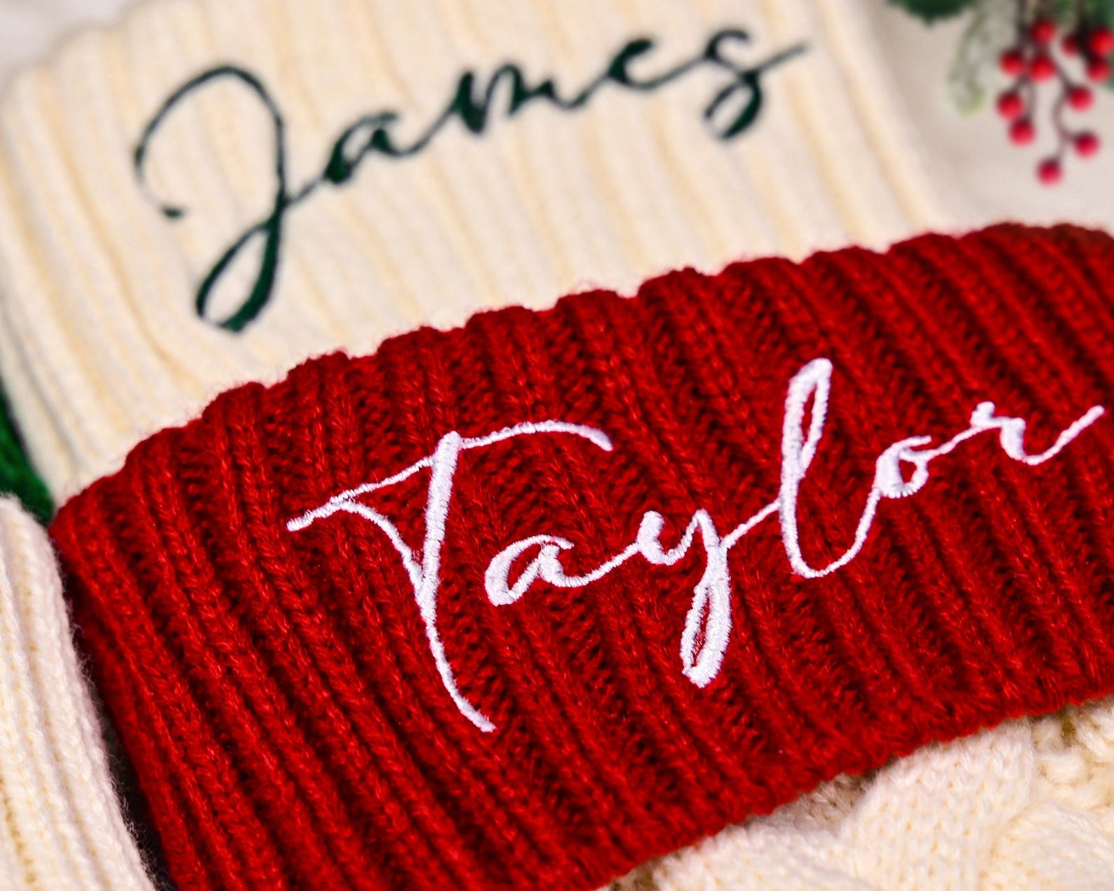 Custom Embroidery Christmas Stocking,Personalized Name Xmas Socks,Large Knit Stocking with Name,Family Holiday Decor,Christmas Family Gift