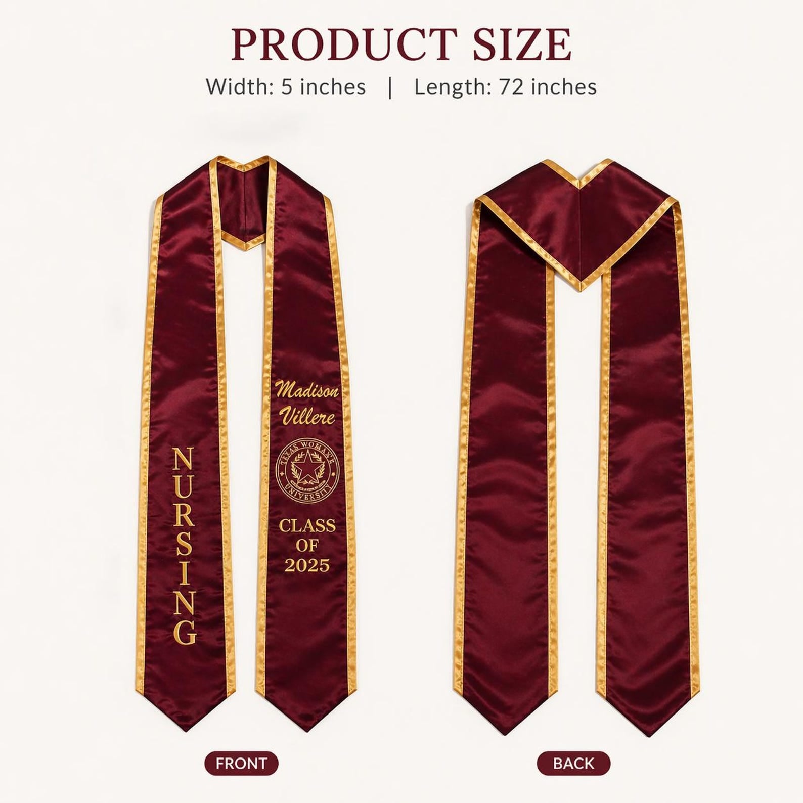 Custom Embroidered Text Logo Graduation Stole, Your Design Stoles Gradute Sash Class of 2026 #N1