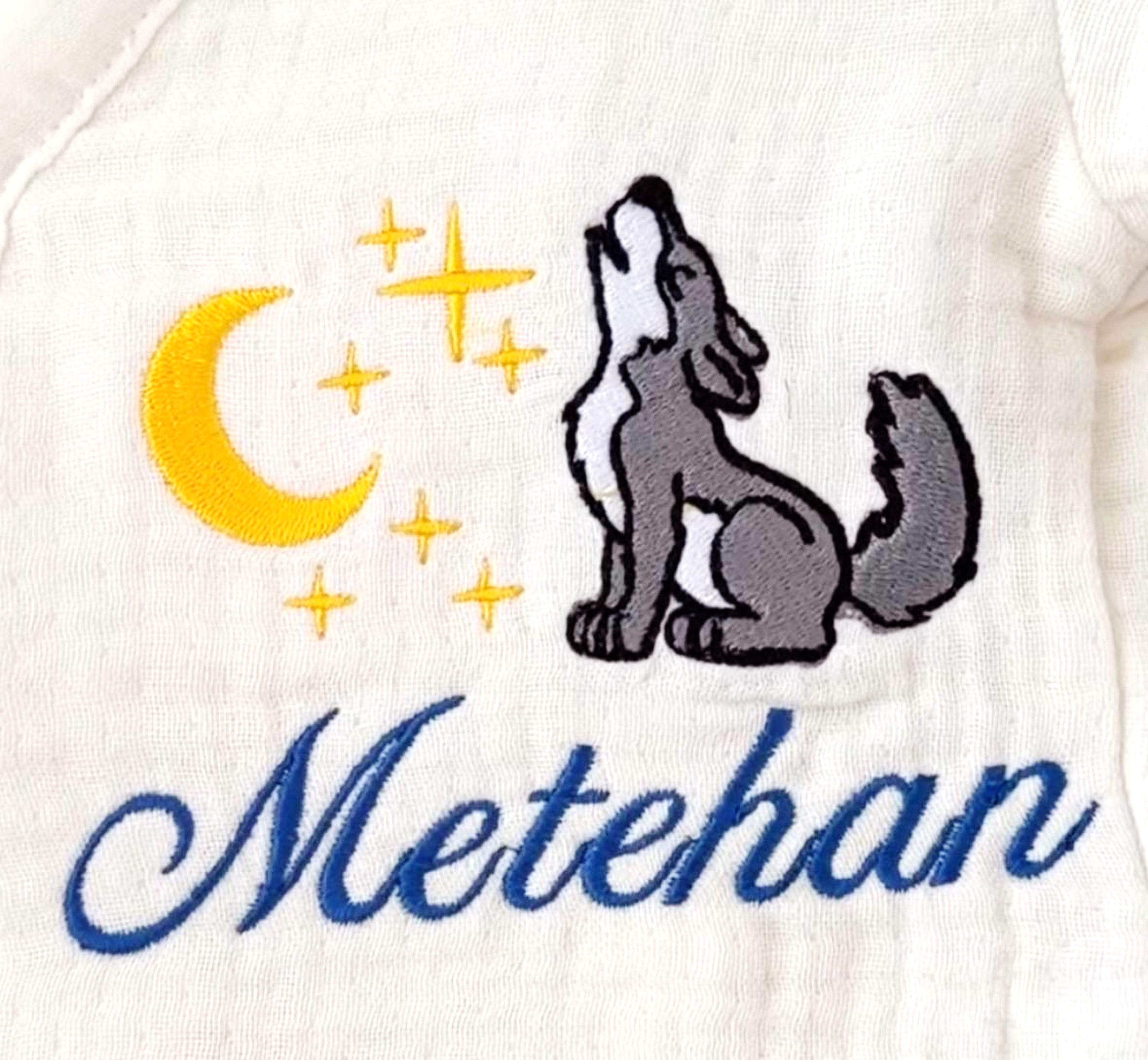 Personalized Baby 4 Pieces  Gift Set, Muslin Romper  Blanket Pillow Stroller Cover Natural Cream