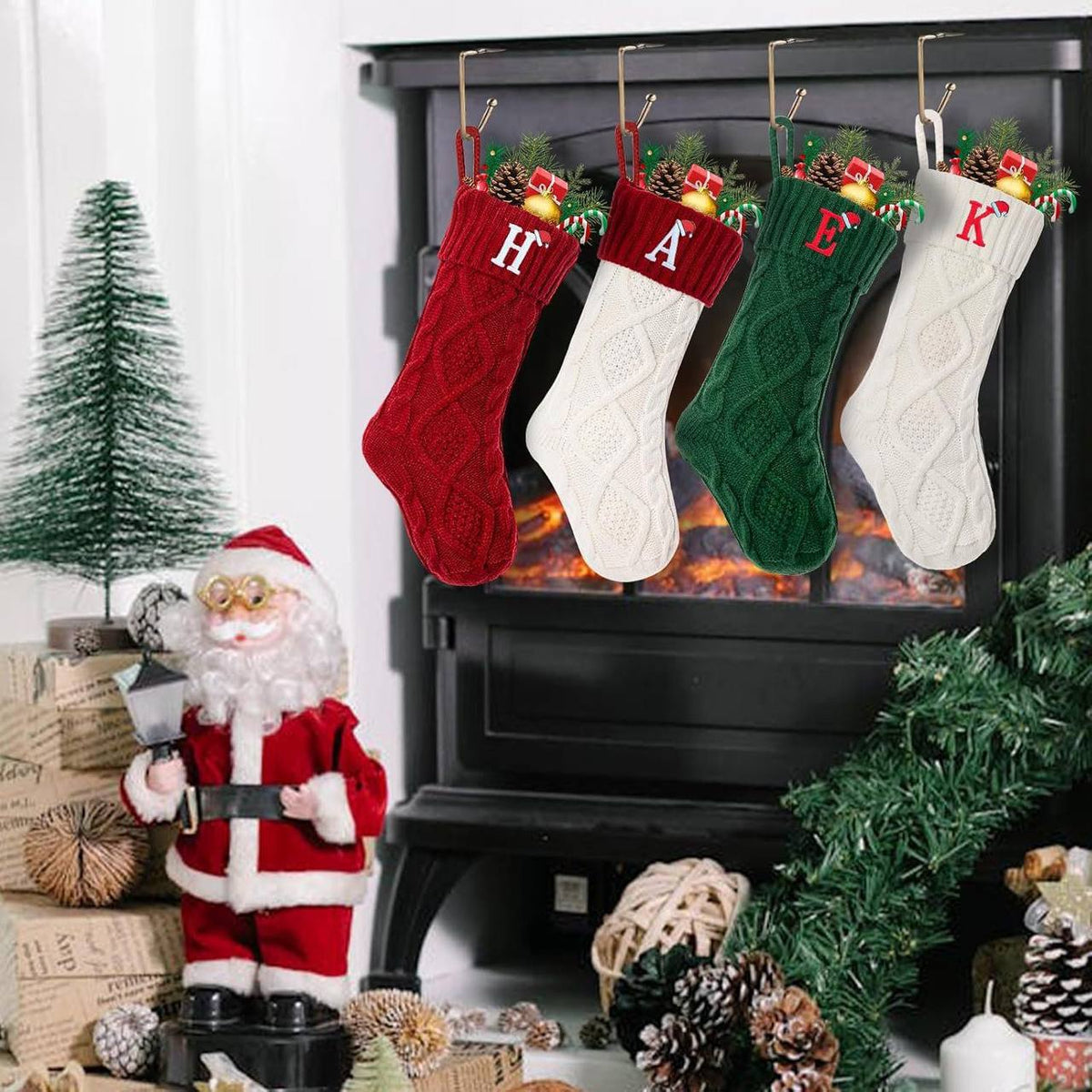 Custom Initial Christmas Stocking – Personalized Letters Knit Stocking
